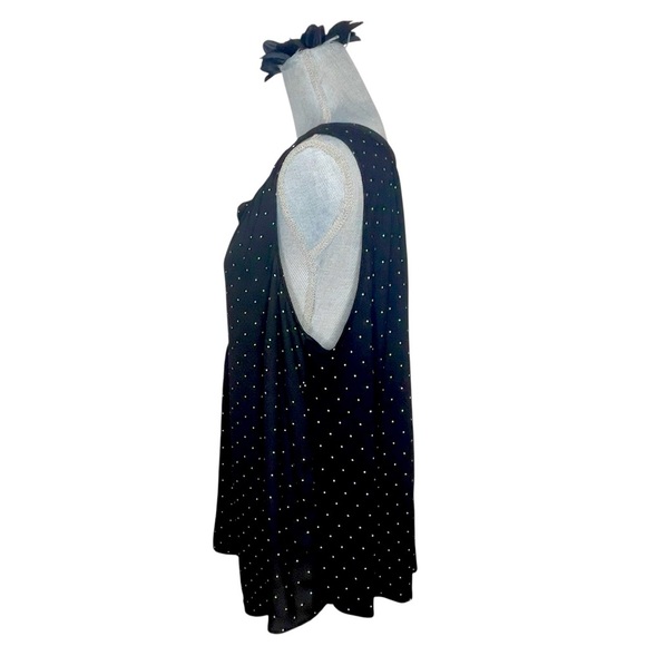 LOFT Plus Mix Media Black Sleeveless Blouse with White Dots, Polka Dots Sz 18 - Picture 3 of 10